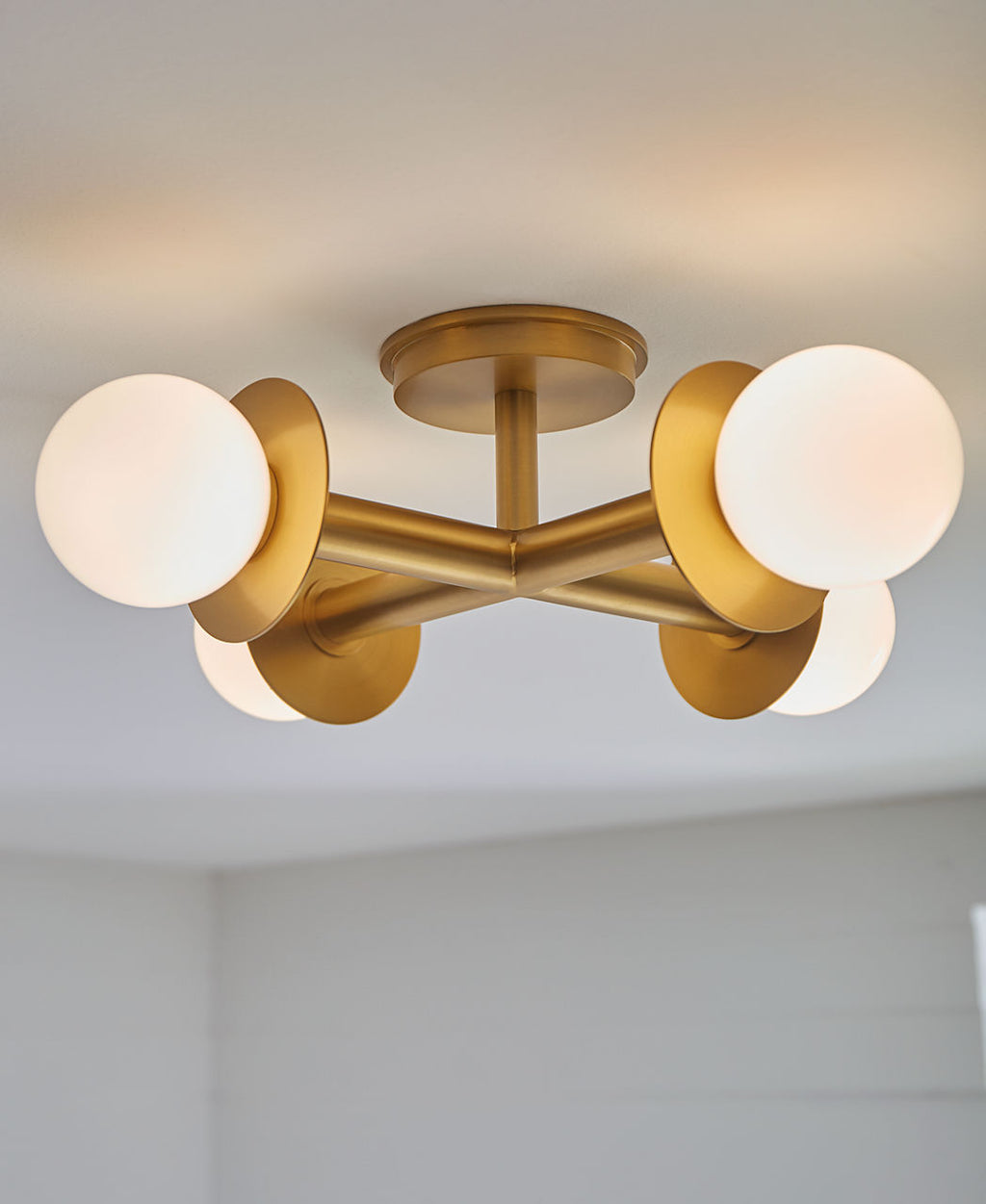 Nodes Semi-Flush Mount Burnished Brass