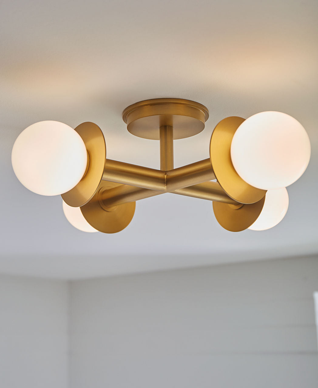 Nodes Semi-Flush Mount Burnished Brass