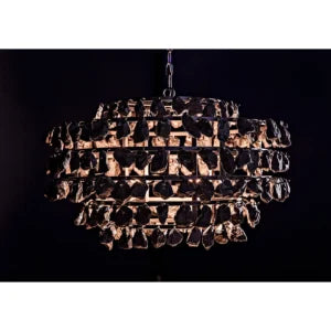 Vulcan Chandelier | Black Iron with Black Glass