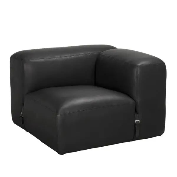 Augustus Modular Sofa | Right Corner | Santosa Matte Black Leather