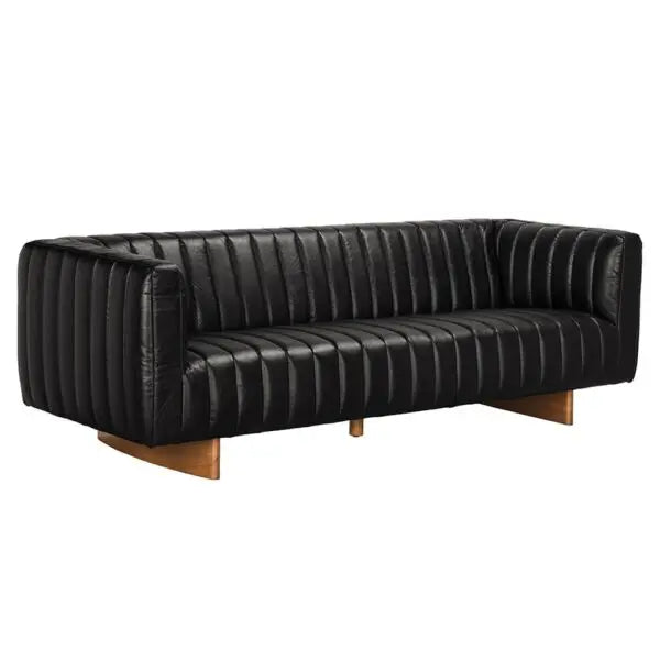 Khann Sofa | Ebony Black Leather
