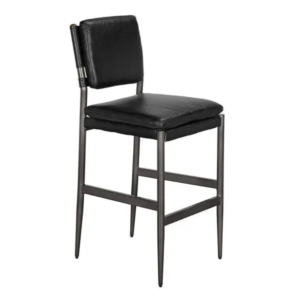 Wooster Bar Chair | Ebony Black Leather