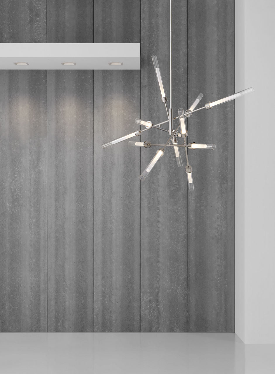 Linger 12-Light Abstract Chandelier 12-Light Abstract Chandelier Polished Nickel LED 90 CRI 3000K 120V
