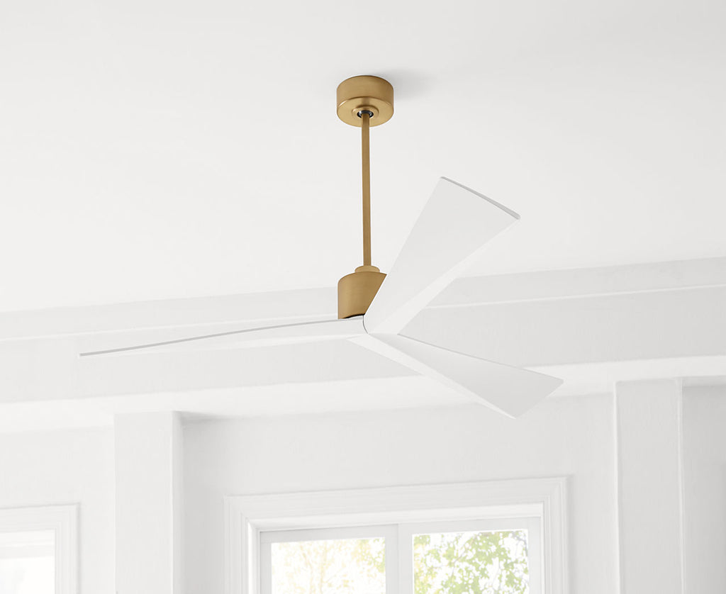 Adler 60 Ceiling Fan | Burnished Brass | Matte White Blades