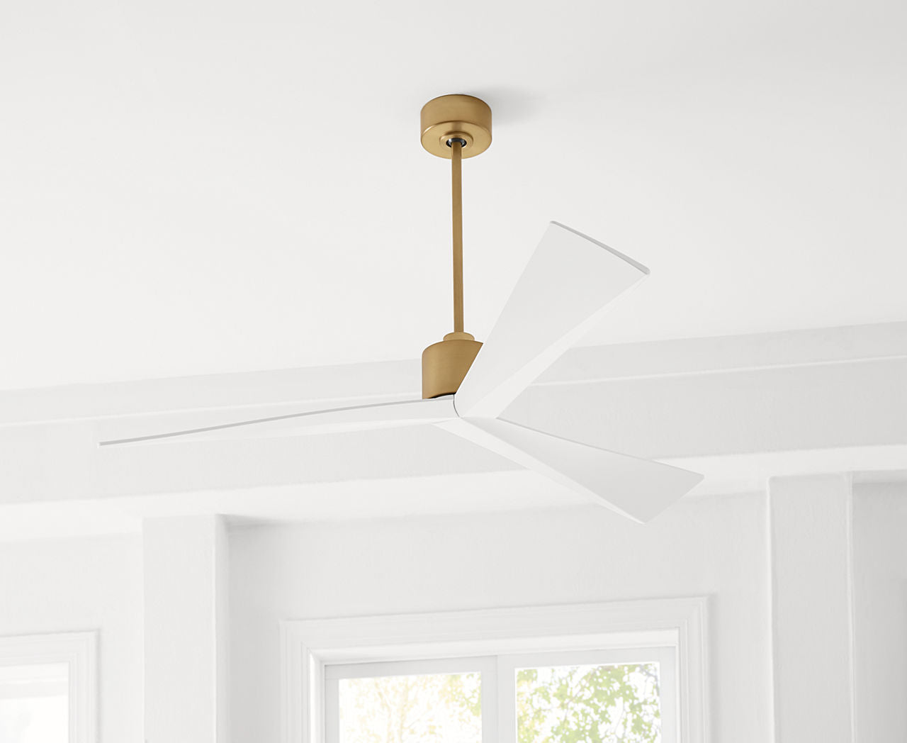 Adler 60 Ceiling Fan | Burnished Brass | Matte White Blades