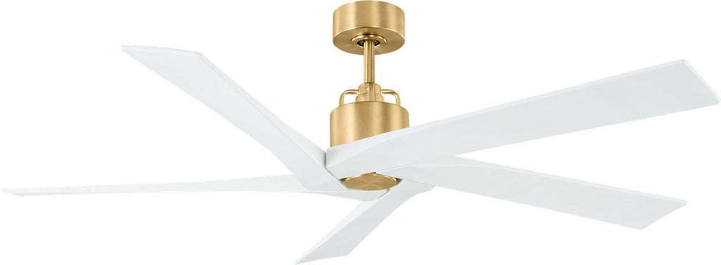 Aspen 56 Ceiling Fan | Burnished Brass | Matte White Blades