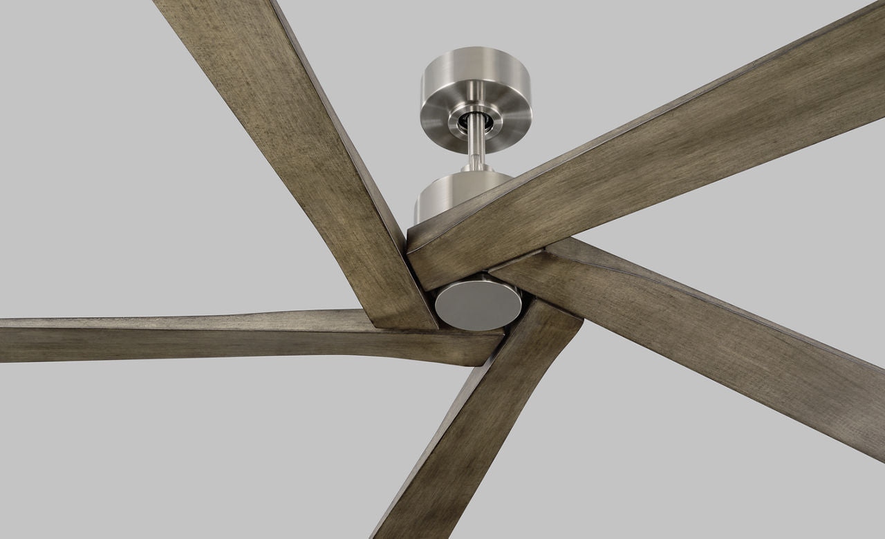 Aspen 56 Ceiling Fan | Brushed Steel | Light Grey Weathered Oak Blades