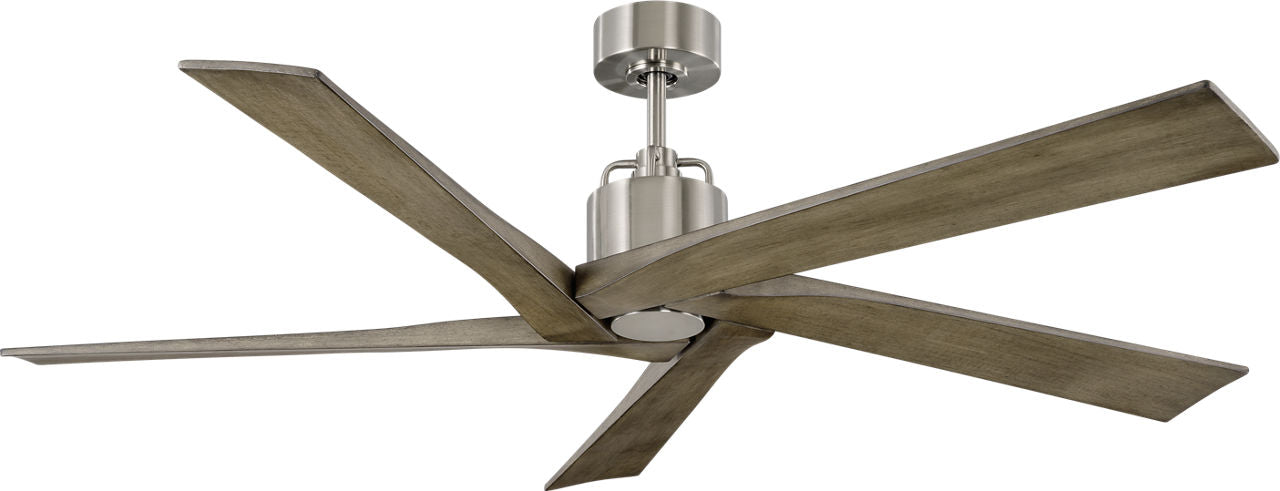 Aspen 56 Ceiling Fan | Brushed Steel | Light Grey Weathered Oak Blades