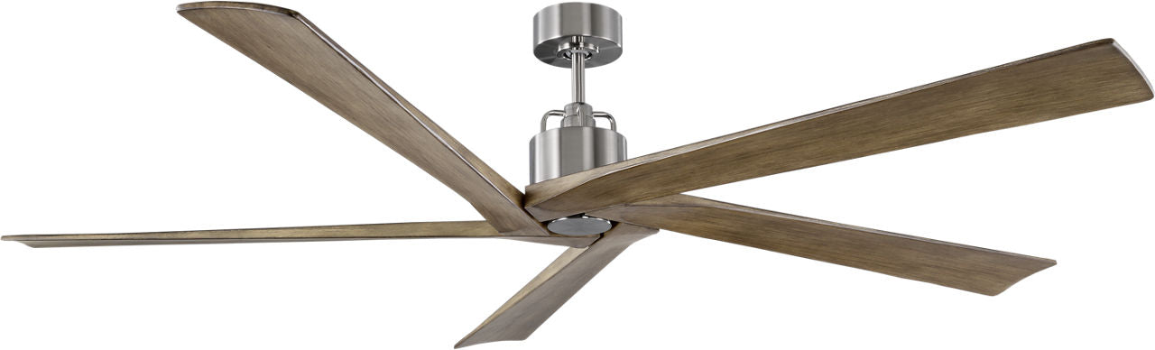 Aspen 70 Ceiling Fan | Brushed Steel | Light Grey Weathered Oak Blades