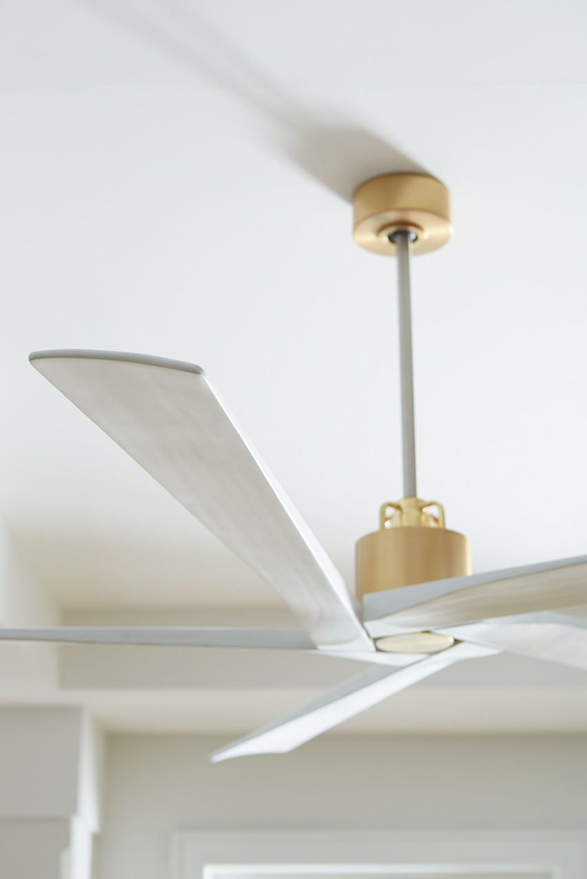Aspen 70 Ceiling Fan | Burnished Brass | Matte White Blades