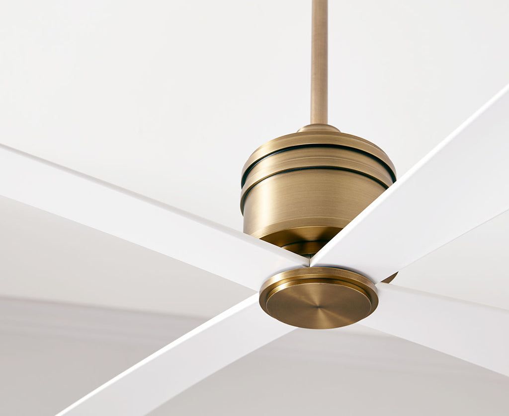 Launceton 56 Ceiling Fan | Hand-Rubbed Antique Brass | Matte White Blades Hand Rubbed Antique Brass