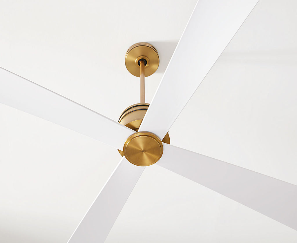 Launceton 56 Ceiling Fan | Hand-Rubbed Antique Brass | Matte White Blades Hand Rubbed Antique Brass