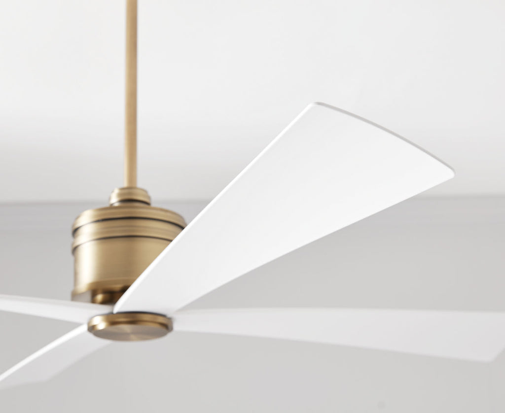 Launceton 56 Ceiling Fan | Hand-Rubbed Antique Brass | Matte White Blades Hand Rubbed Antique Brass