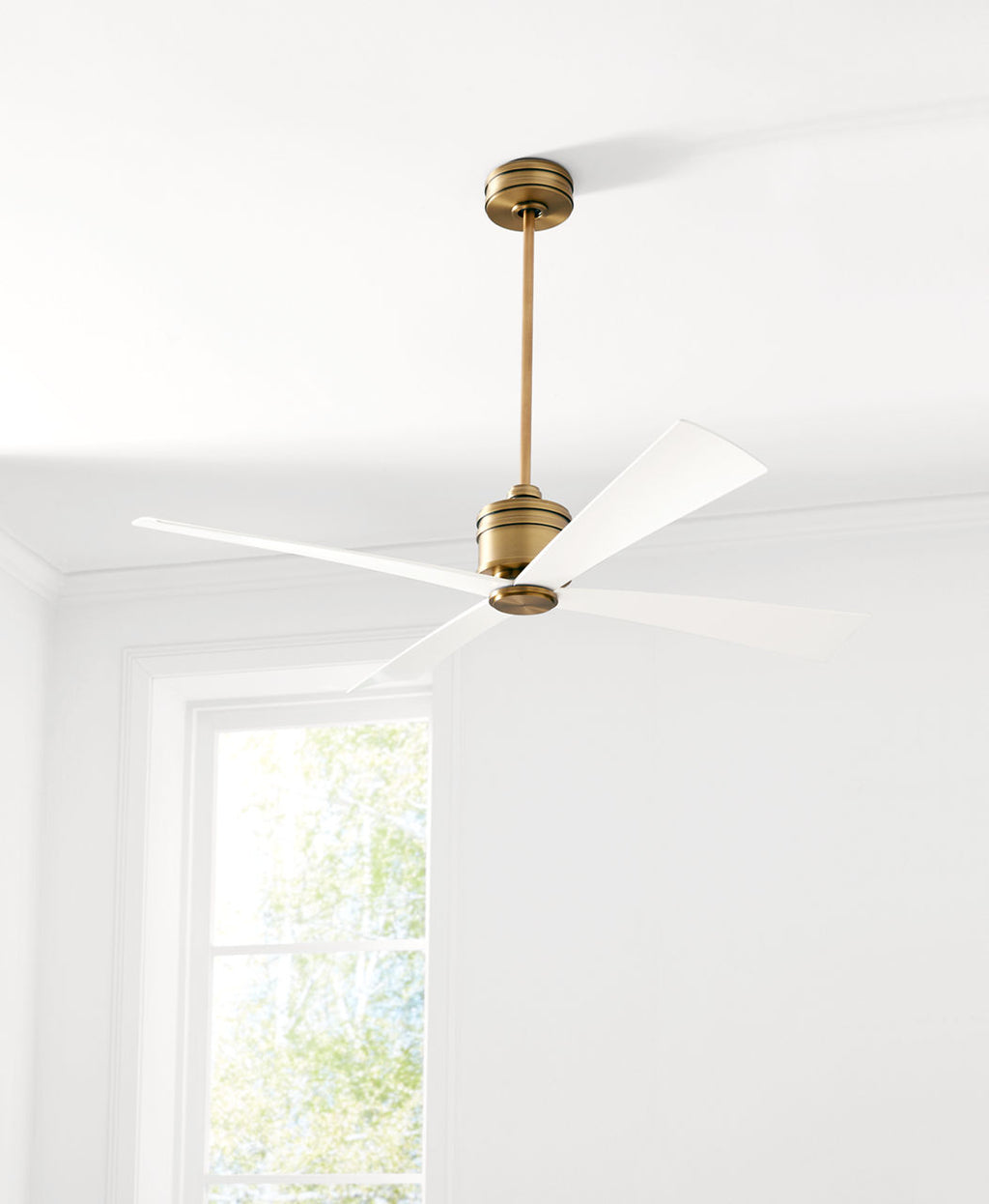 Launceton 56 Ceiling Fan | Hand-Rubbed Antique Brass | Matte White Blades Hand Rubbed Antique Brass