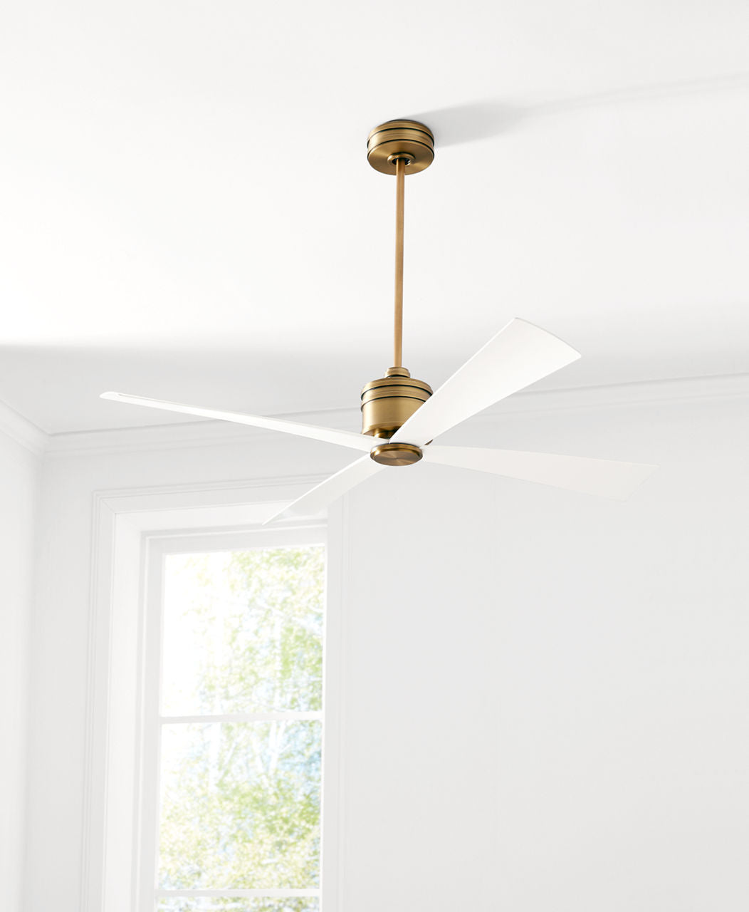 Launceton 56 Ceiling Fan | Hand-Rubbed Antique Brass | Matte White Blades Hand Rubbed Antique Brass