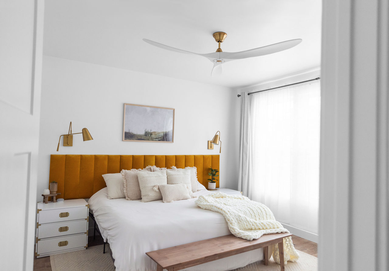 Maverick 52 Ceiling Fan | Matte White Blades Burnished Brass