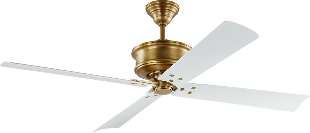 Subway 56 Ceiling Fan | Hand-Rubbed Antique Brass | Matte White Blades