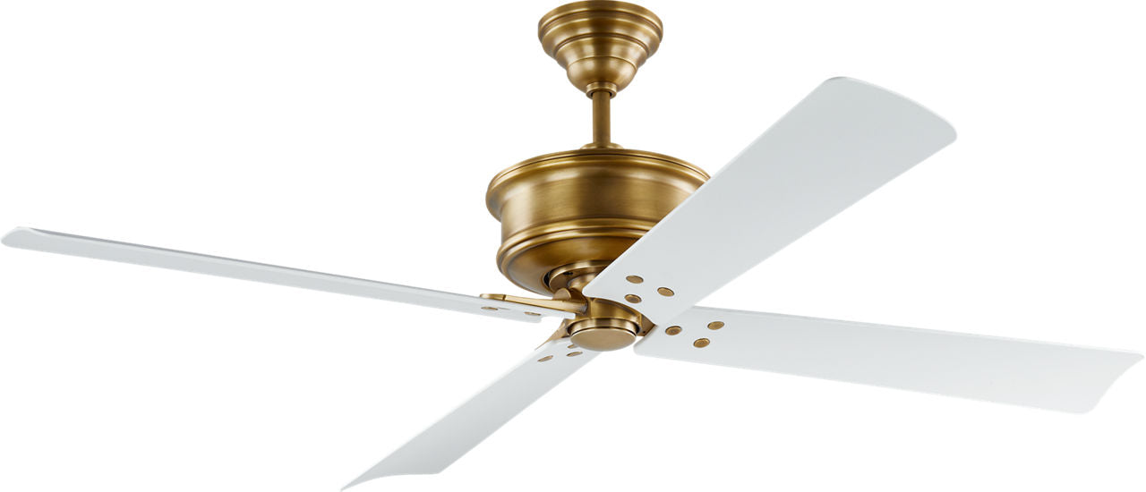 Subway 56 Ceiling Fan | Hand-Rubbed Antique Brass | Matte White Blades