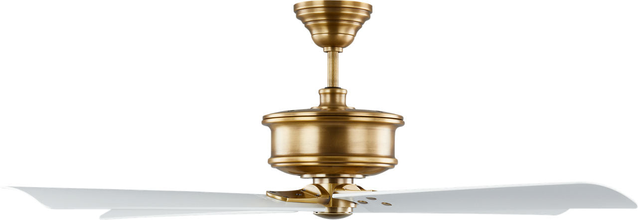 Subway 56 Ceiling Fan | Hand-Rubbed Antique Brass | Matte White Blades