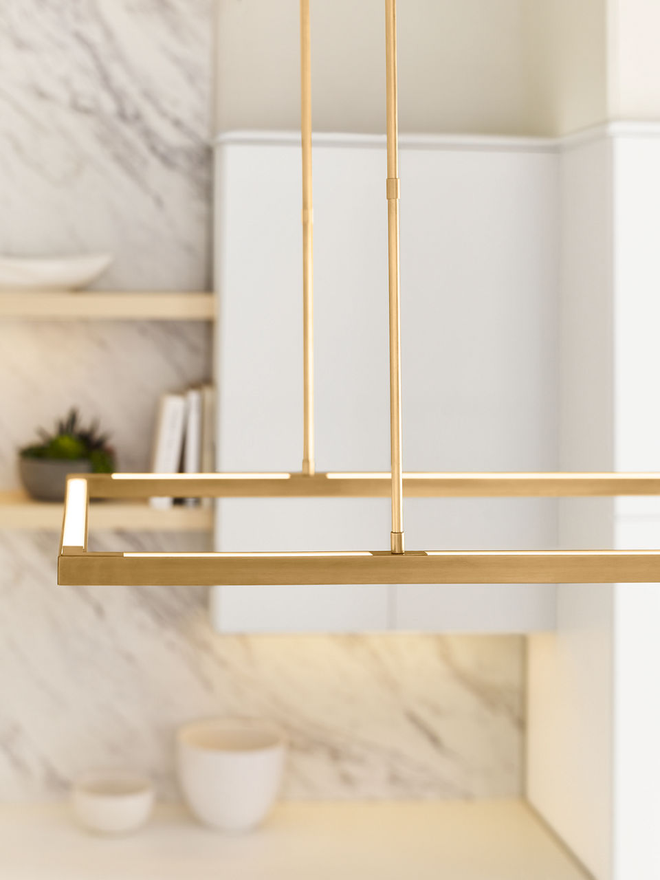 Stagger Halo 84 Linear Suspension Natural Brass Integrated LED 2700K 90 CRI 277V