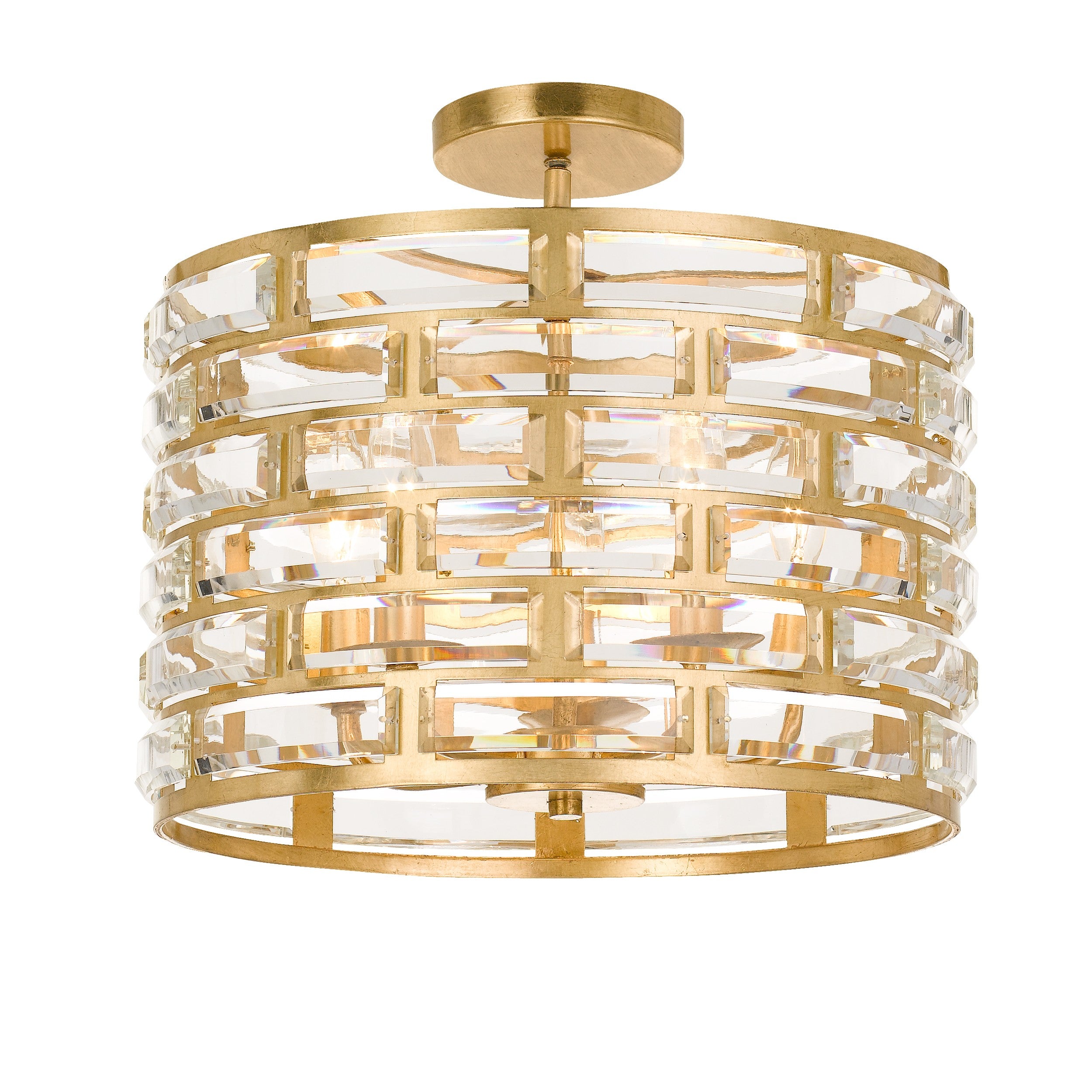 Meridian 15'' Antique Gold Semi Flush Mount