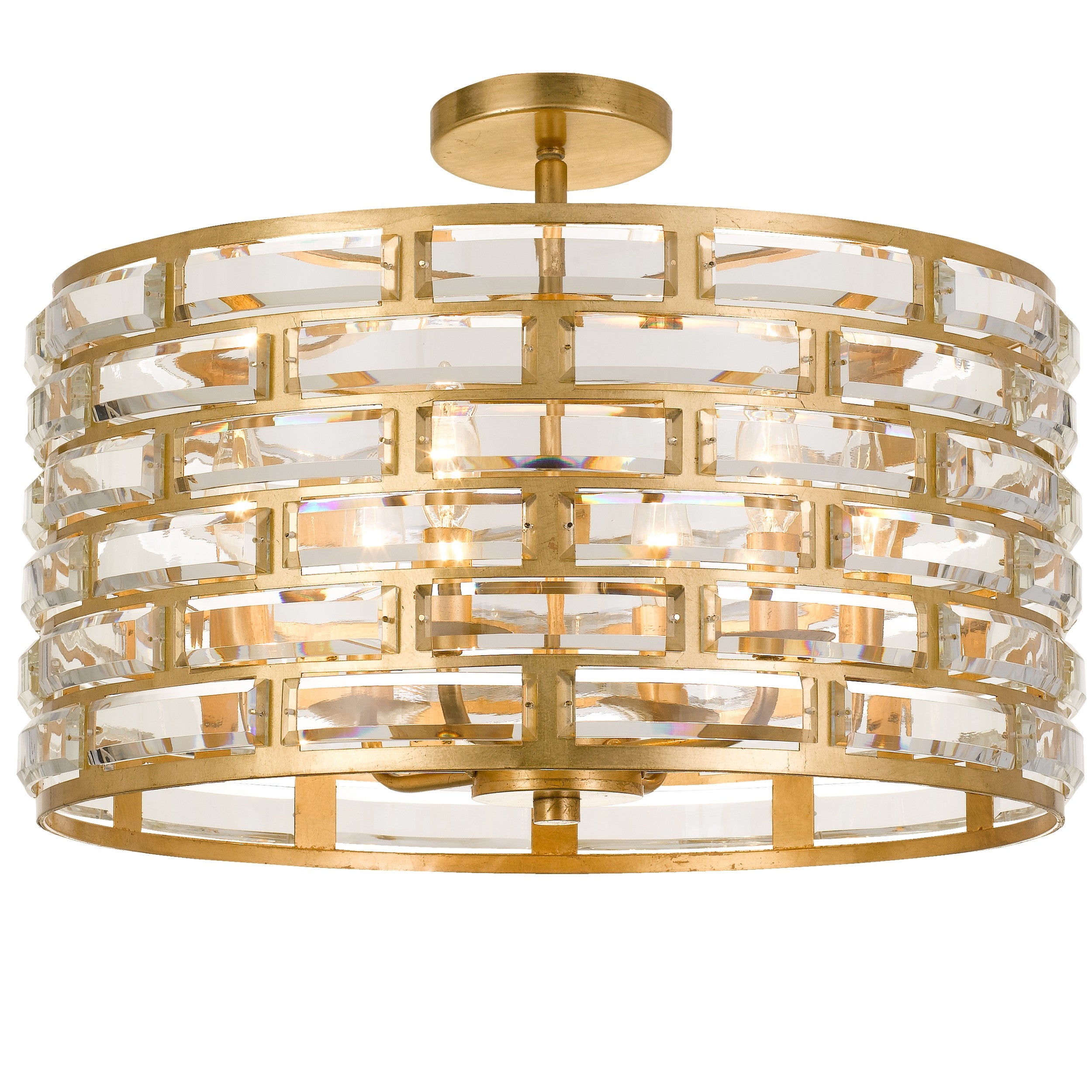 Meridian 20'' Antique Gold Semi Flush Mount