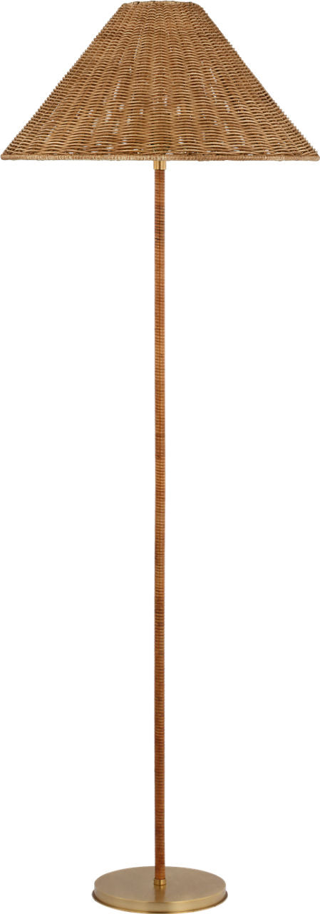 Wimberley Medium Wrapped Floor Lamp | Soft Brass | Natural Wicker Shade
