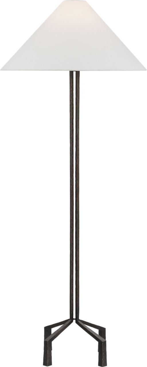 Clifford Large Forged Floor Lamp | Aged Iron | Linen Shade