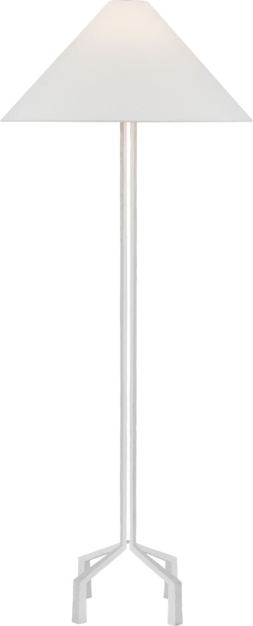 Clifford Large Forged Floor Lamp | Plaster White | Linen Shade