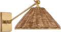 Wimberley Single Library Wall Light | Soft Brass | Natural Wicker Shade