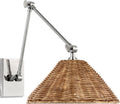 Wimberley Double Library Wall Light | Polished Nickel | Natural Wicker Shade