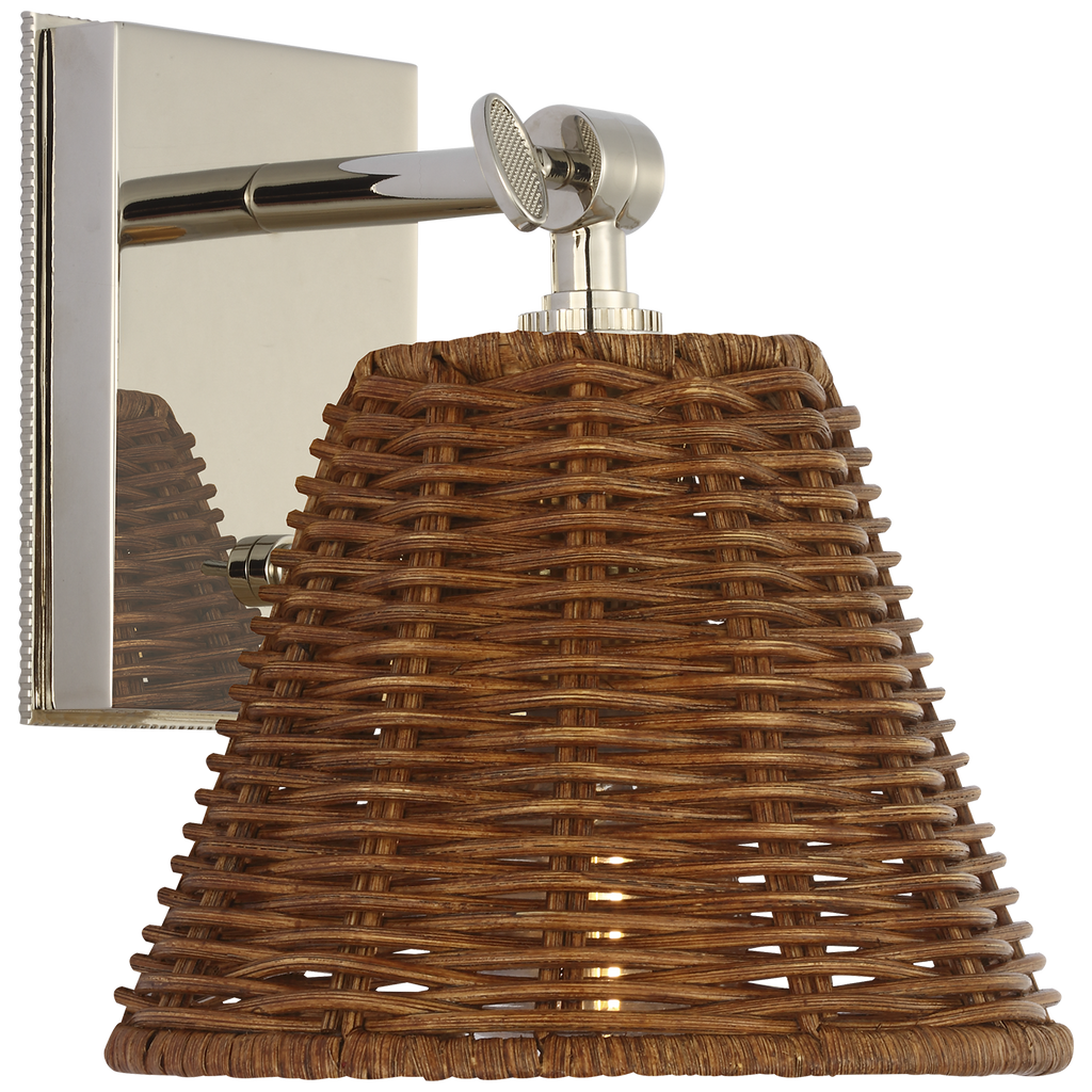 Wimberley Bedside Wall Light | Polished Nickel | Natural Wicker Shade