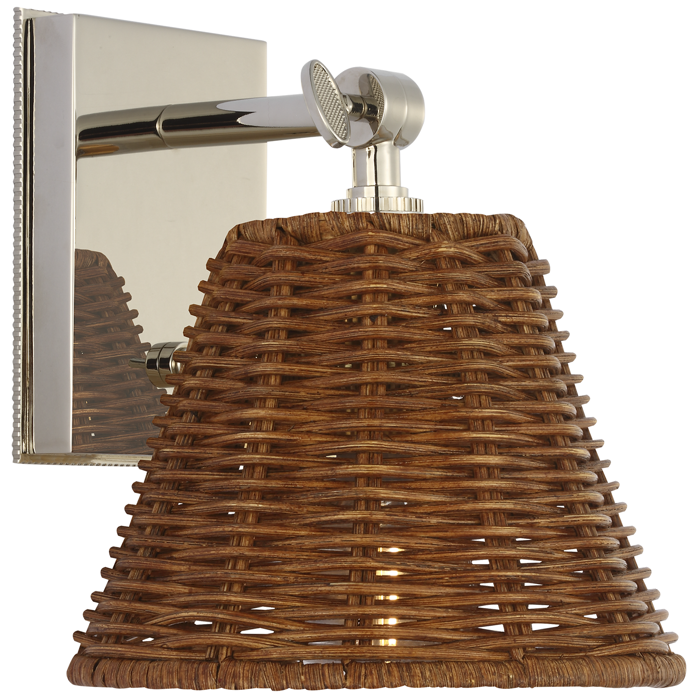 Wimberley Bedside Wall Light | Polished Nickel | Natural Wicker Shade