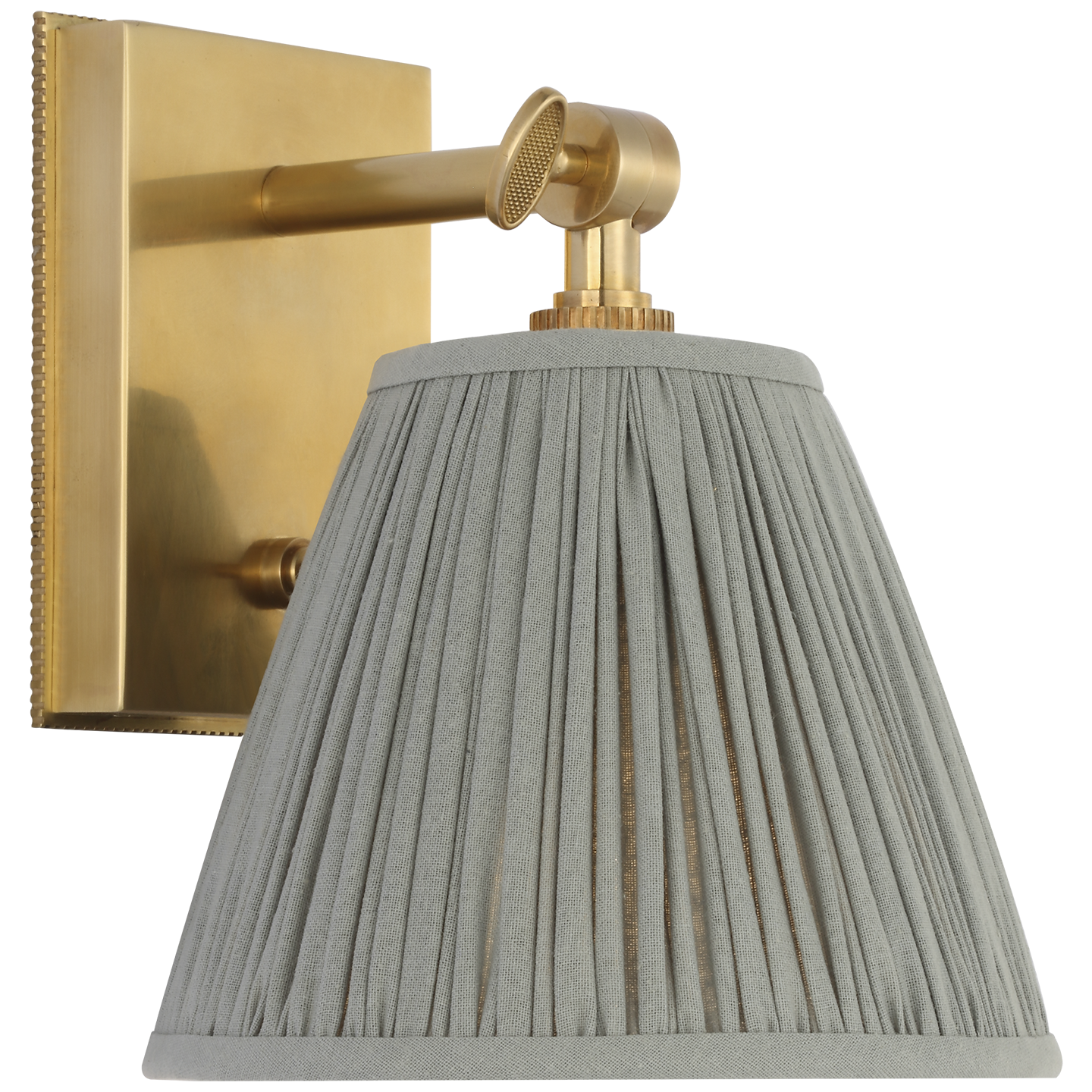 Wimberley Bedside Wall Light | Soft Brass | Blue Linen Pleated Shade