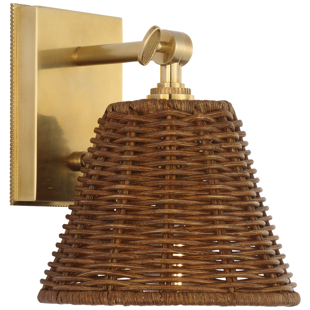Wimberley Bedside Wall Light | Soft Brass | Natural Wicker Shade