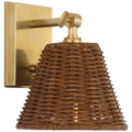 Wimberley Bedside Wall Light | Soft Brass | Natural Wicker Shade