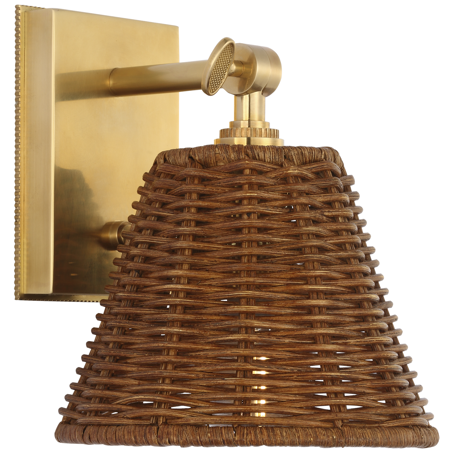 Wimberley Bedside Wall Light | Soft Brass | Natural Wicker Shade