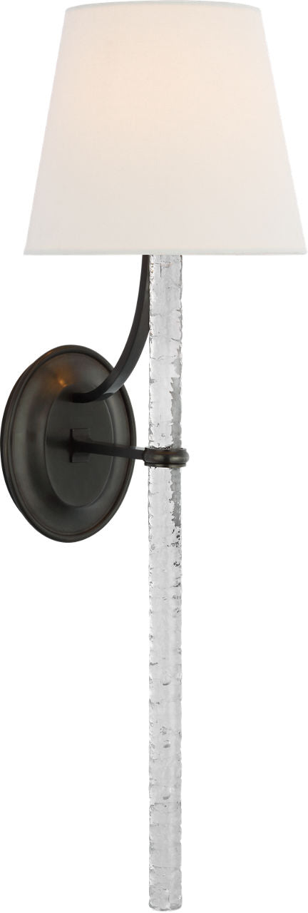 Abigail XL Sconce | Bronze and Clear Wavy Glass | Linen Shade