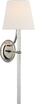 Abigail XL Sconce | Polished Nickel and Clear Wavy Glass | Linen Shade