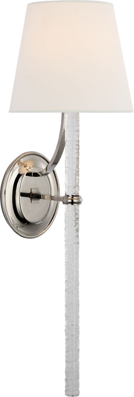 Abigail XL Sconce | Polished Nickel and Clear Wavy Glass | Linen Shade