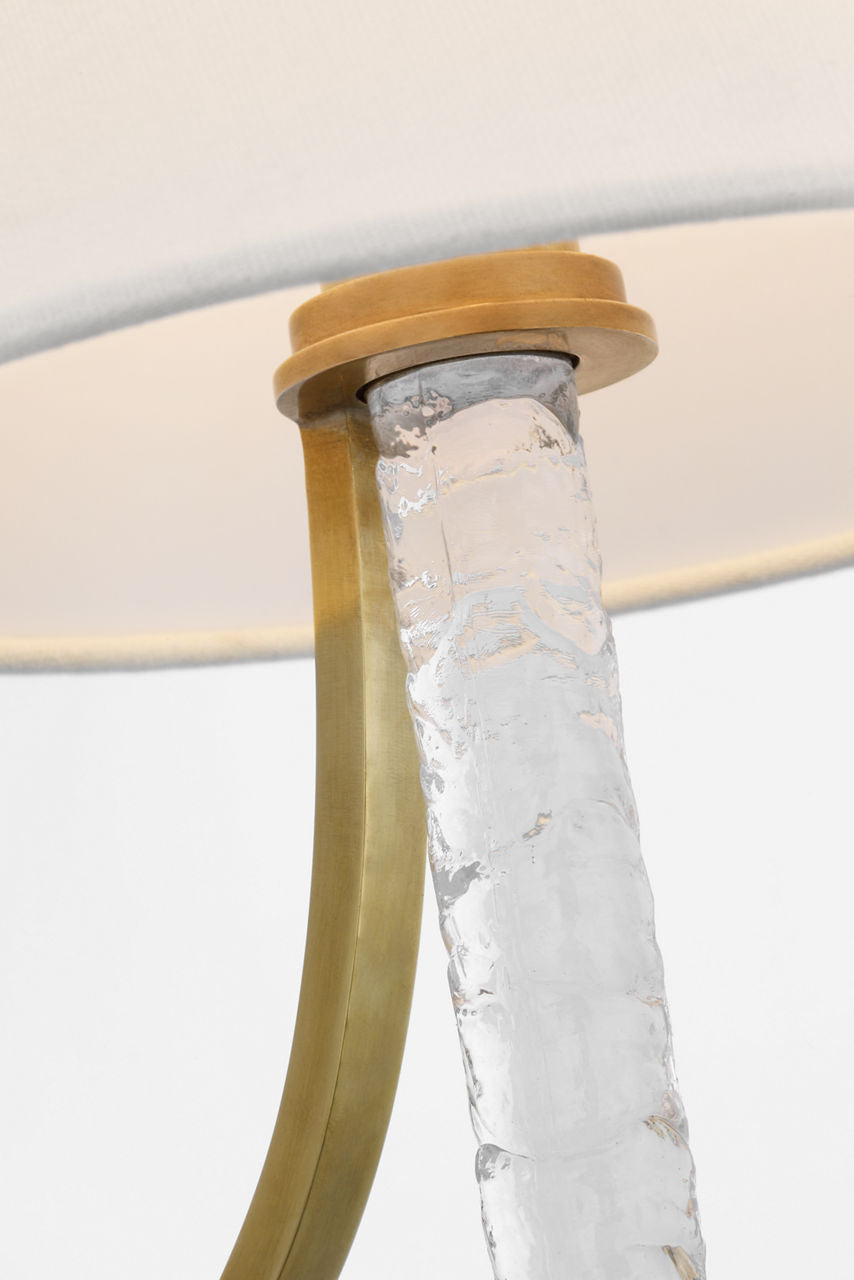 Abigail XL Sconce | Soft Brass and Clear Wavy Glass | Linen Shade