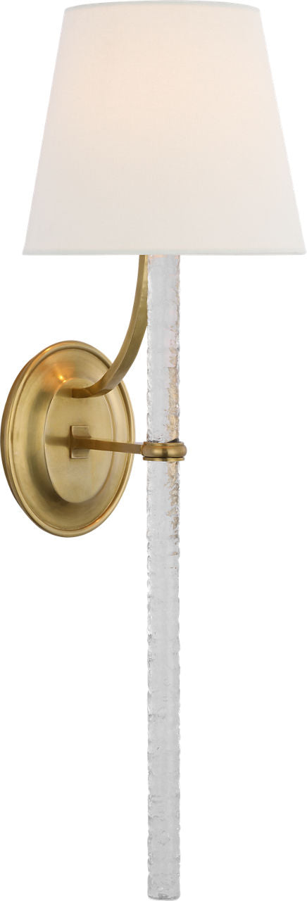 Abigail XL Sconce | Soft Brass and Clear Wavy Glass | Linen Shade