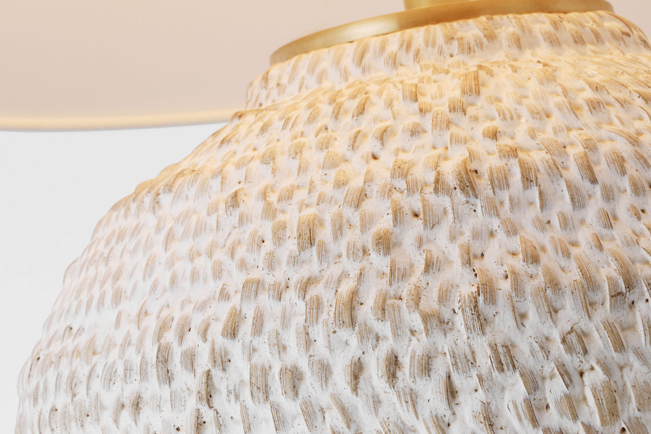 Avedon Small Table Lamp | Plaster White Rattan | Linen Shade