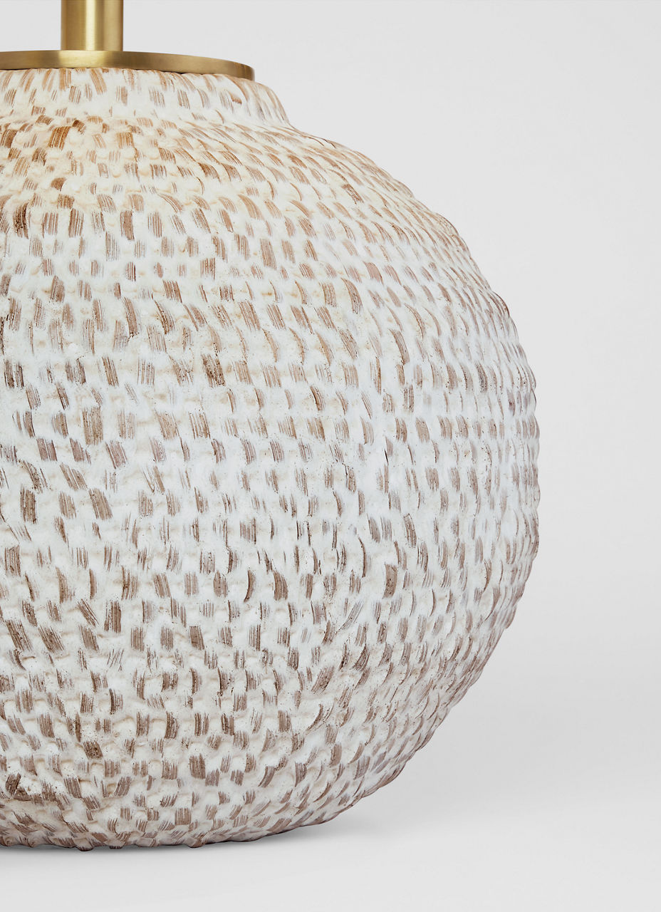 Avedon Small Table Lamp | Plaster White Rattan | Linen Shade