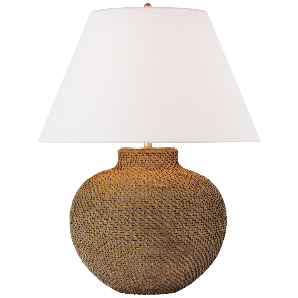 Avedon Medium Table Lamp | Natural Rattan | Linen Shade