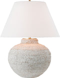 Avedon Medium Table Lamp | Plaster White Rattan | Linen Shade