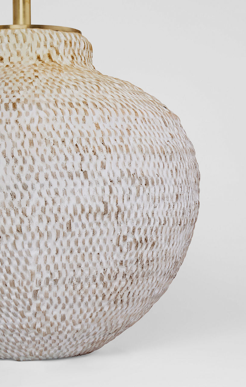 Avedon Medium Table Lamp | Plaster White Rattan | Linen Shade