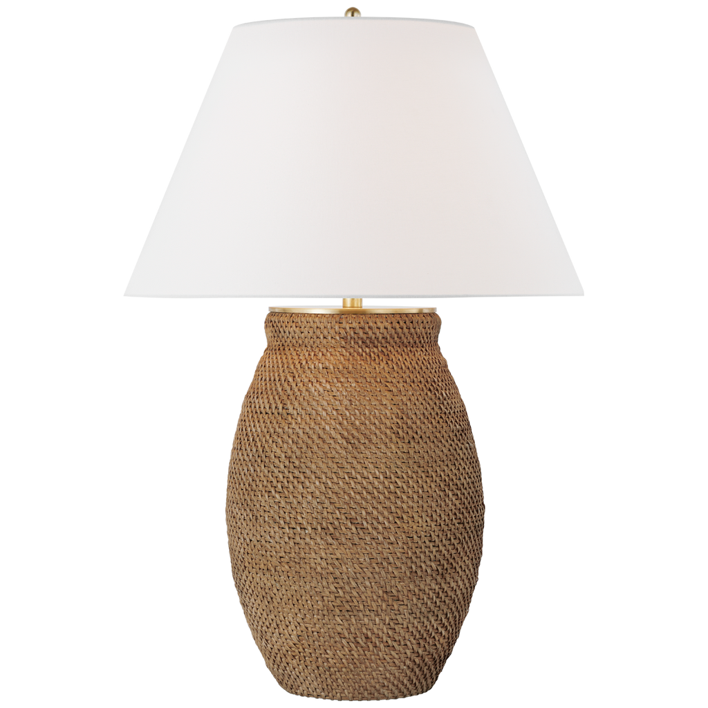 Avedon Large Table Lamp | Natural Rattan | Linen Shade