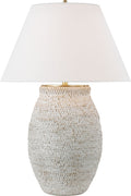 Avedon Large Table Lamp | Plaster White Rattan | Linen Shade