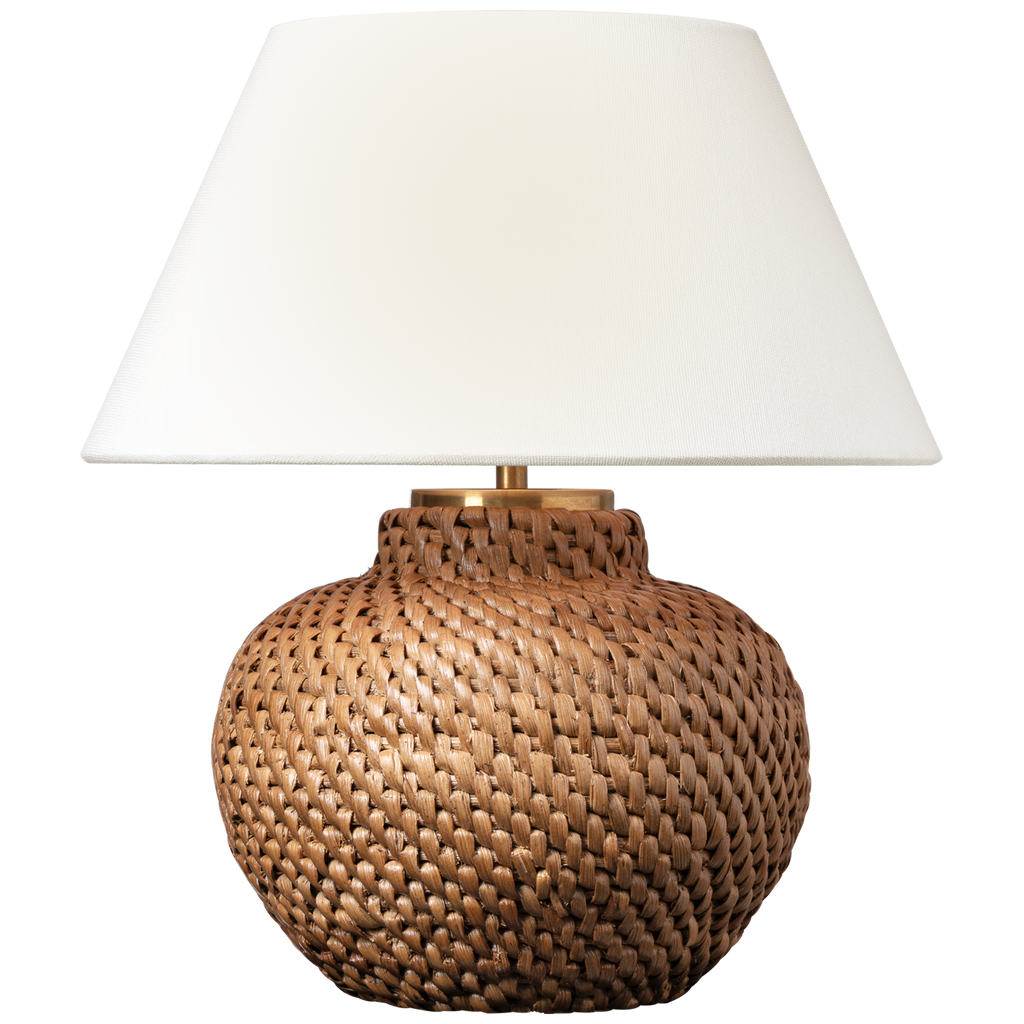 Avedon 12" Cordless Accent Lamp | Natural Rattan | Linen Shade